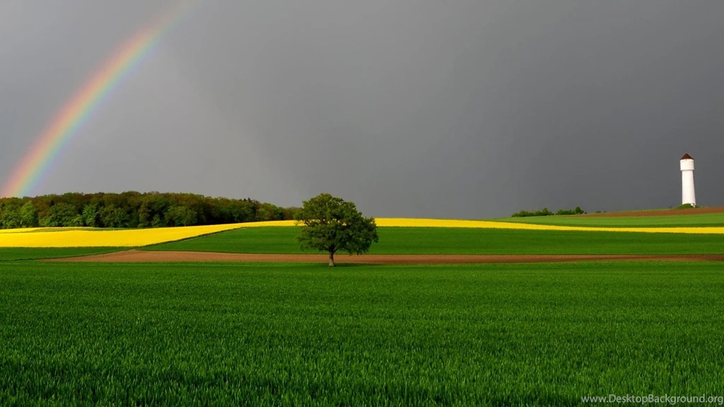 Rainbow Over Green Field Wallpapers For Desktop, Laptop And Tablet