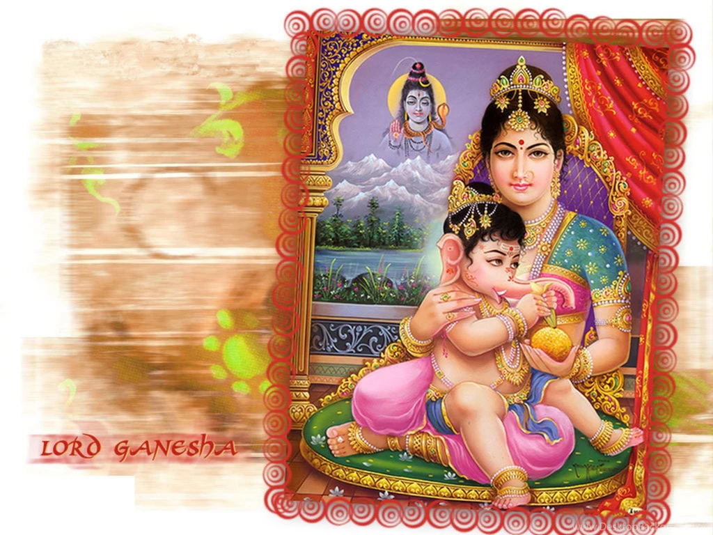 Bhal Ganesh With Parvati Hd Wallpapers