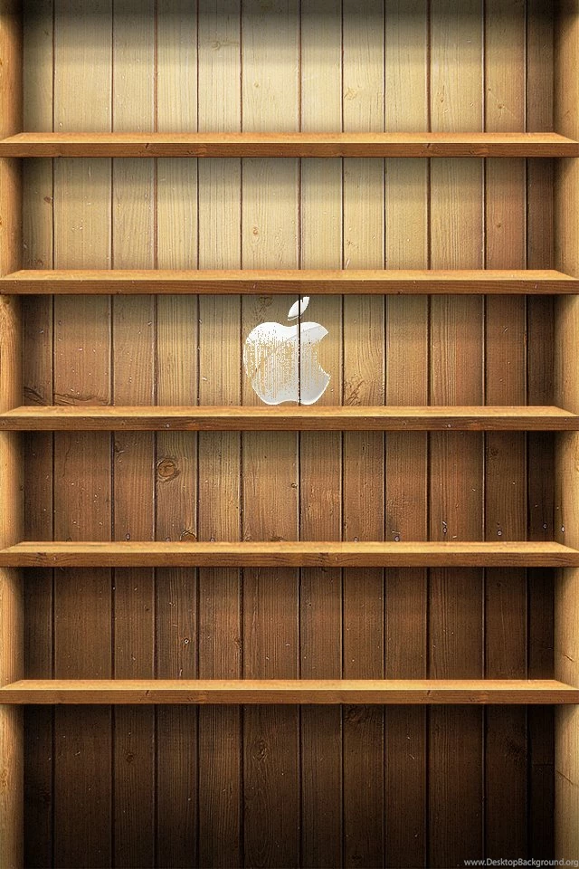 Apple Wood Book Case Logo iPhone Wallpapers για iPhone 4   iPhone ...