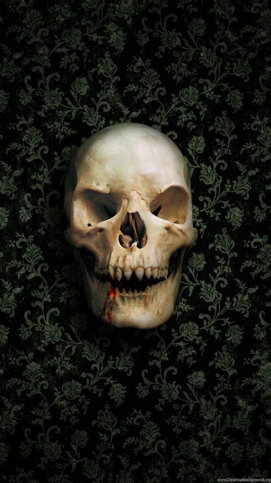 Download Wallpapers 540x960 Skull, Skeleton, Wall, Green, Dark ...