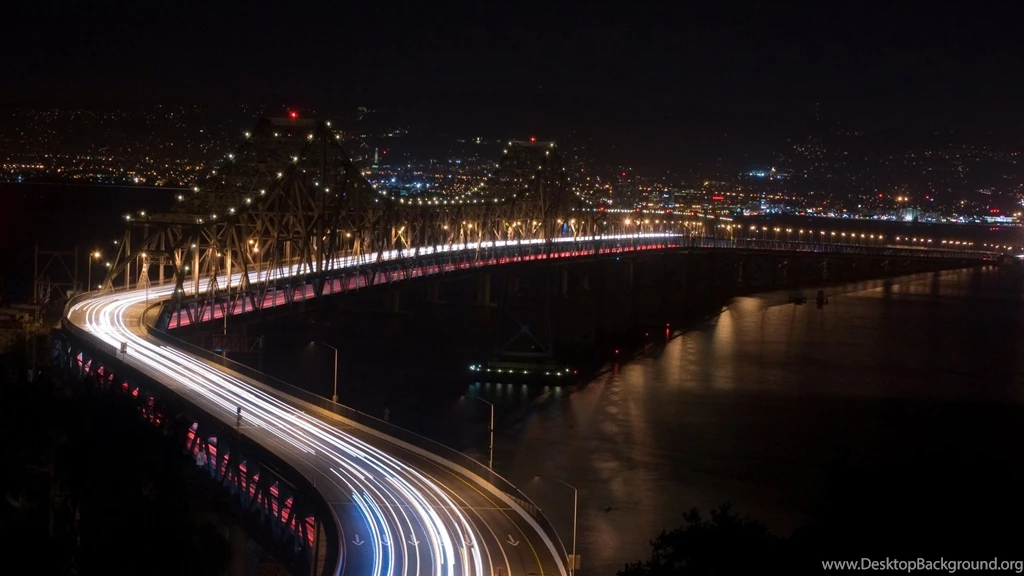 Bridges: Car Lights Bridge Long Exposure River Night Cars City ...