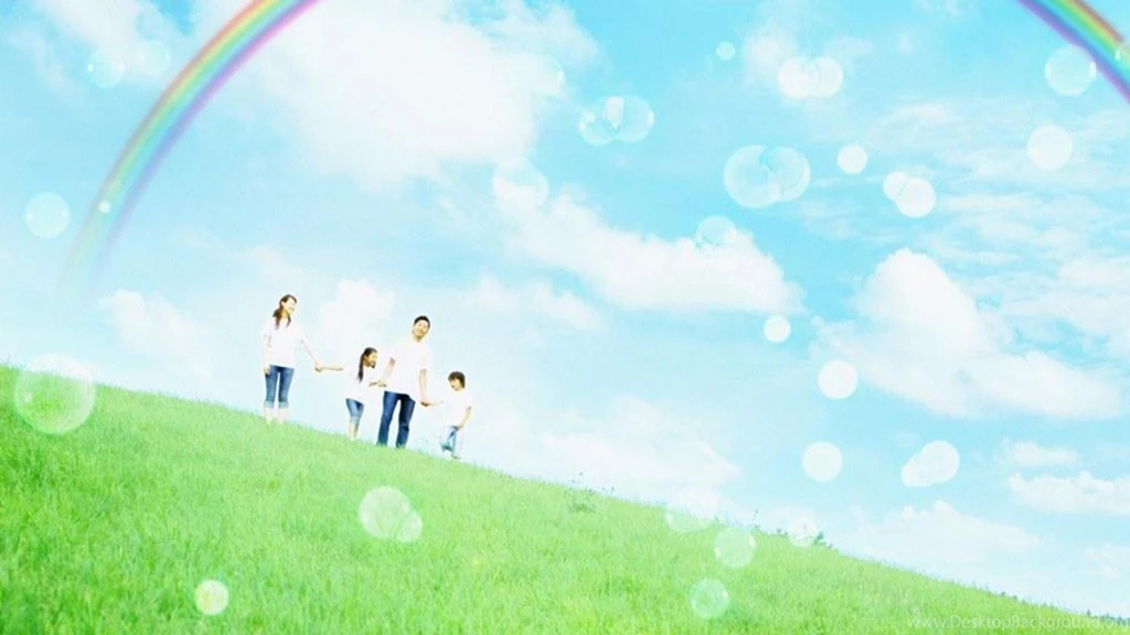 Family In The Glassland With Ranbow In Bule Sky Wallpapers ...