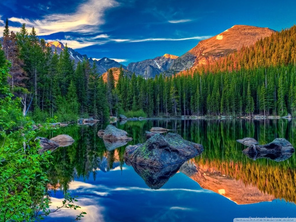 Mountain Lake Daytime HD Desktop Wallpapers : Widescreen : High ...