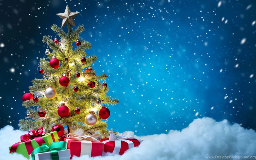 Tree, Gifts, Happy, Holidays, Merry, New, Year Wallsus.com