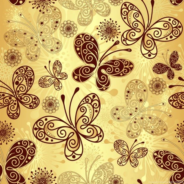 Golden Butterfly Pattern Backgrounds Vector Set Vector