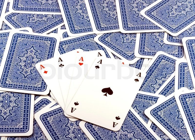 Four Aces In Backgrounds Scattered Playing Card Back Stock Photo