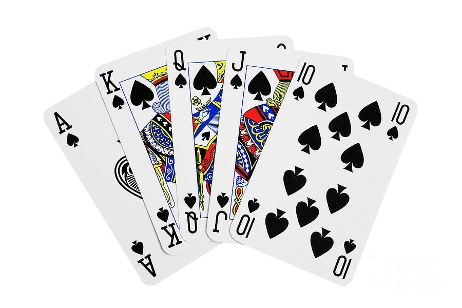 Playing Cards Royal Flush On White Backgrounds Photograph By ...