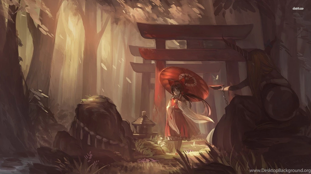Reimu Hakurei With A Red Umbrella Touhou Project Wallpapers ...