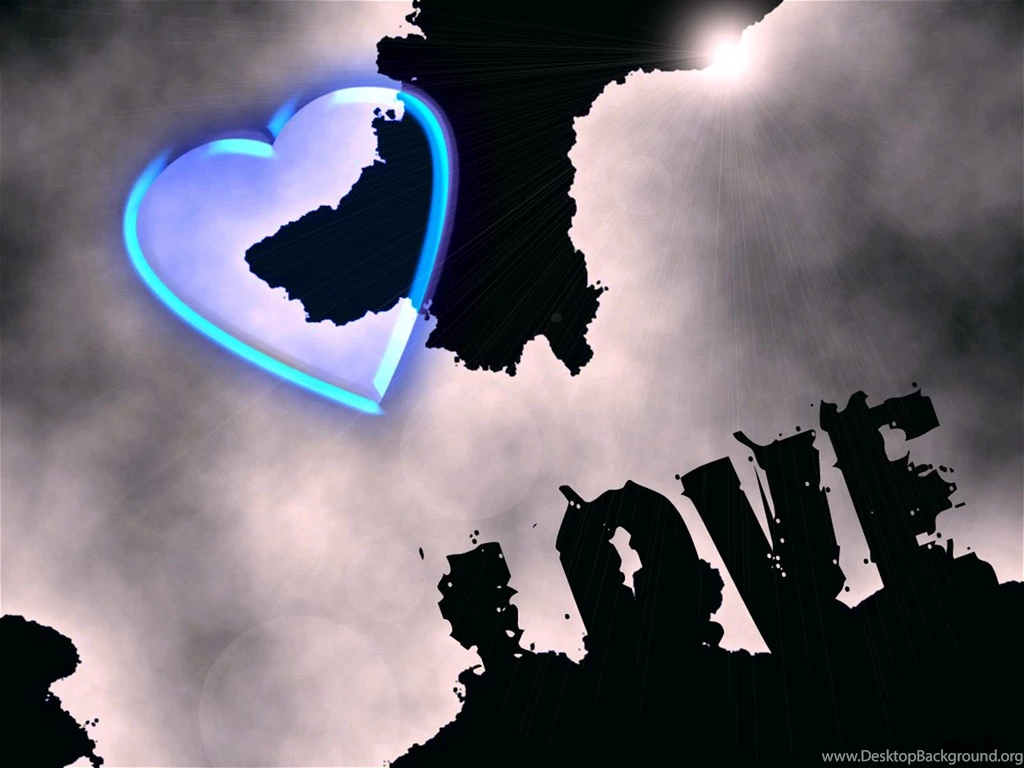 Download Love Blue Neon Heart Sky Beautiful HD Wallpapers