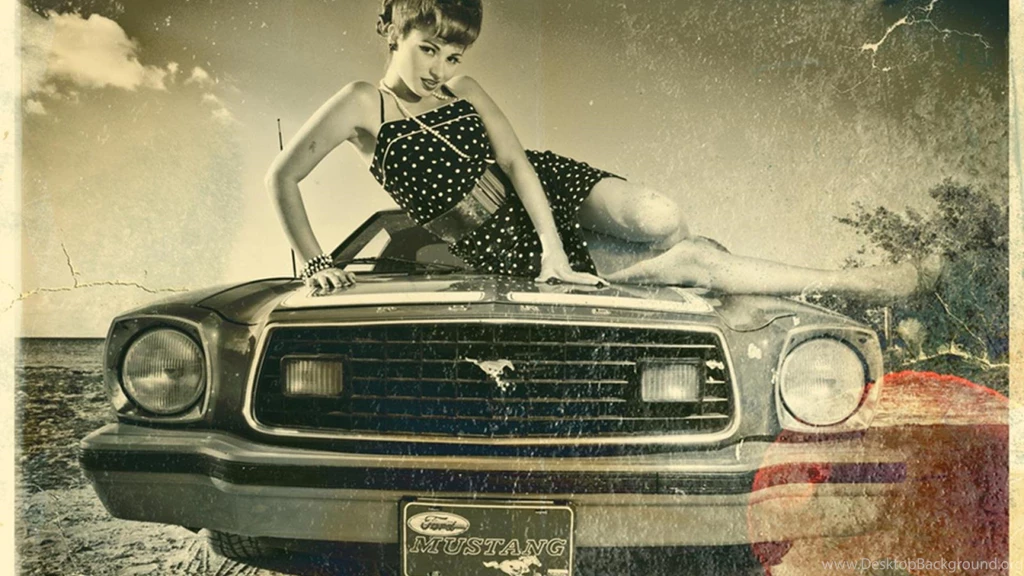 PIN UP GIRL AND MUSTANG WALLPAPER   (