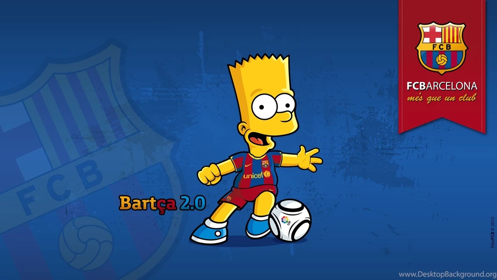 Cartoons Blue Sports Soccer The Simpsons Bart Simpson FC Barcelona ...