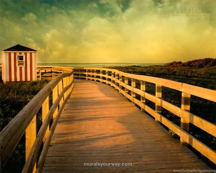 Summer Wall Mural With Bridge Mural Theme   Wallpapers Mural Ideas ...