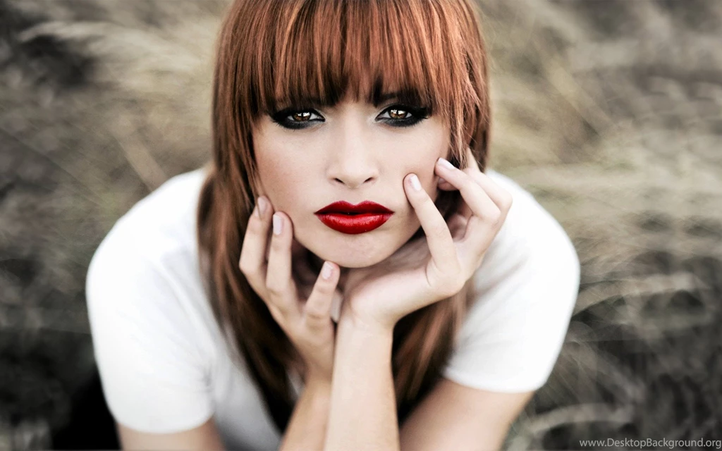 Beautiful Redhead With Hot Red Lips Wallpapers