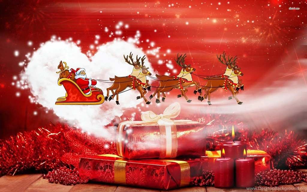 Santa Claus Flying Above The Gifts Wallpapers Holiday Wallpapers ...