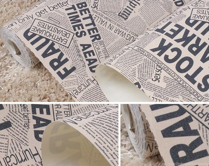 Vintage Newspaper Wallpapers Washable Pvc Whole Living Room ...