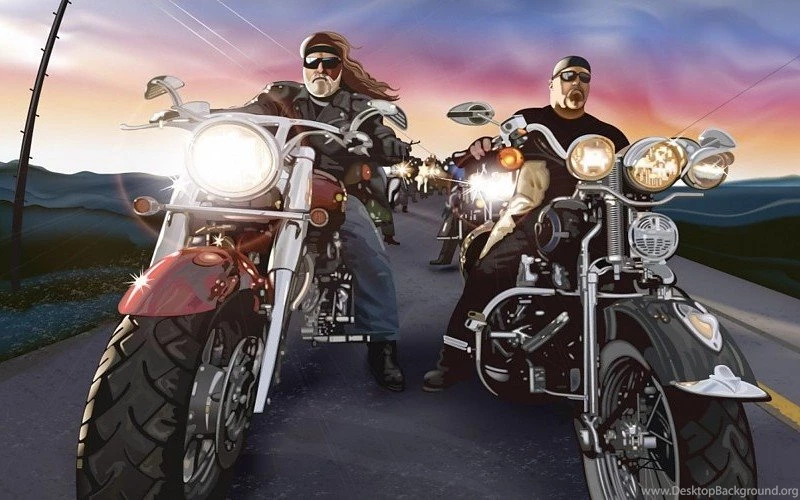 Cartoons Bikes Chopper Beard Motorbikes Bikers Harley Davidson ...