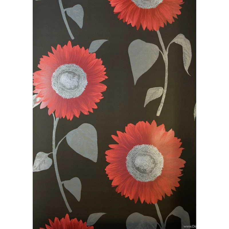 B&M: > Fine Decor Sunflower Red Black Motif Wallpapers 312334