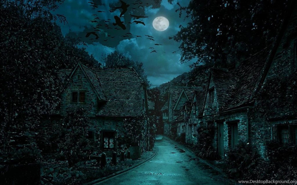 Houses: Nite Village Fantasy Dark Night Full HD 1080p Backgrounds ...