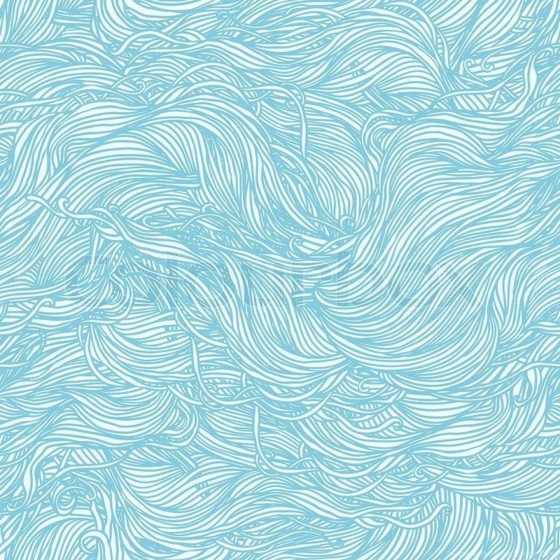 Abstract Light Blue Hand drawn Pattern, Waves Background. Seamless ...