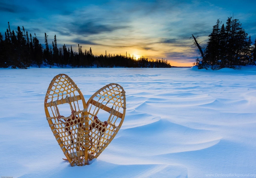 Lake Superior Sunset Snow Snowshoes Winter Wallpapers