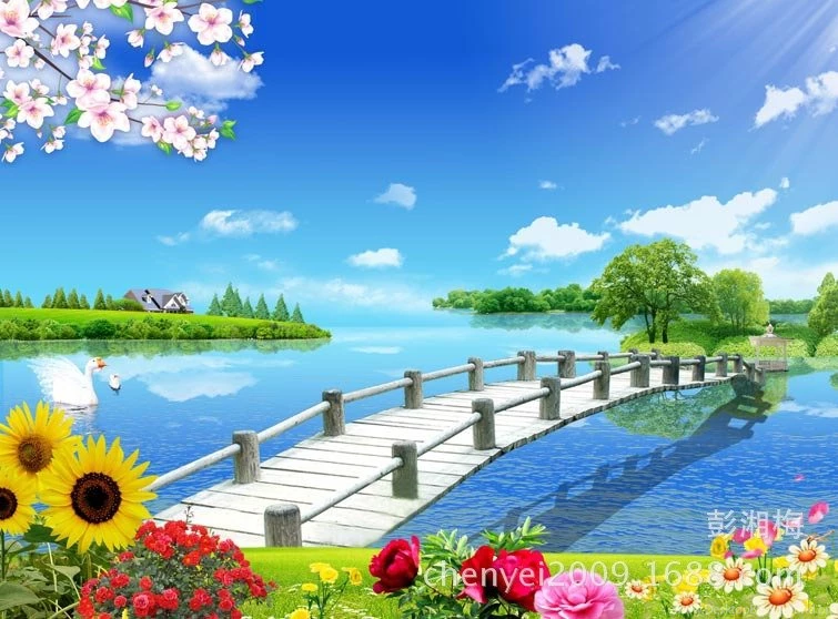 Aliexpress.com : Buy Natural Scenery Wallpapers Mural Wall Stickers ...