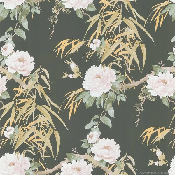 Brewster Dark Green Bamboo Floral Wallpapers   15489329   Overstock ...