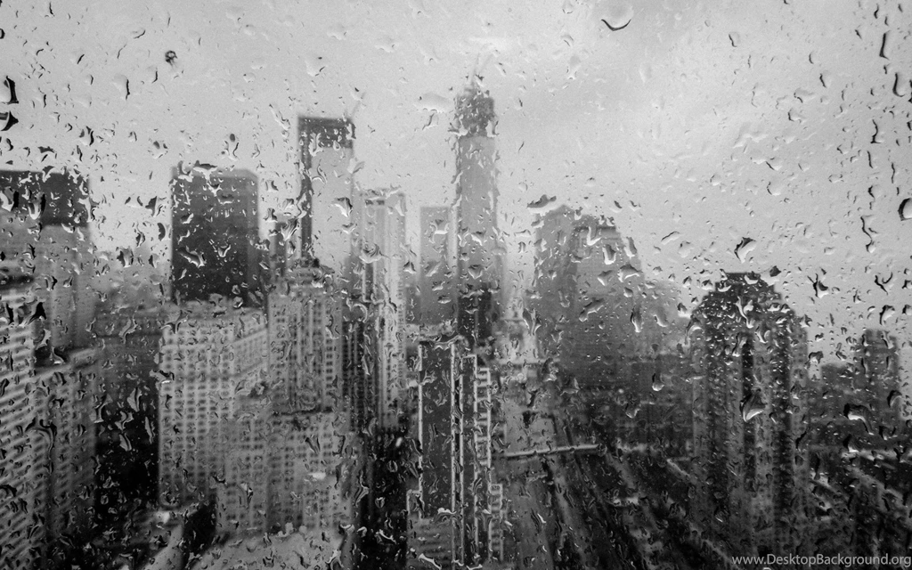 City View Through Wet Window Wallpapers