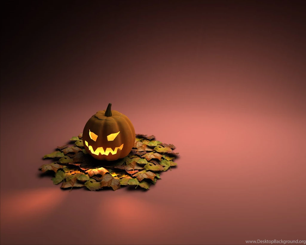 PUMPKIN ON LEAVES HALLOWEEN WALLPAPER   (