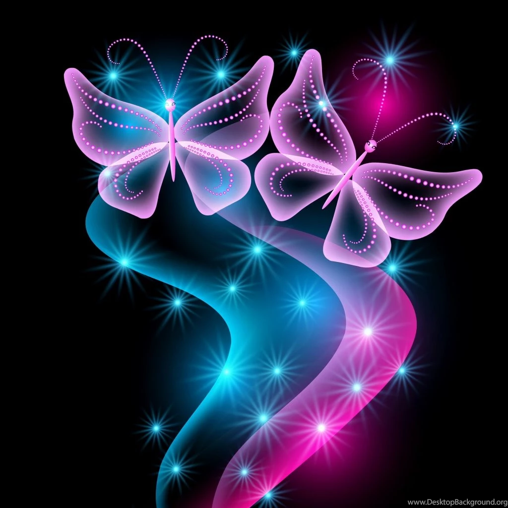 Download Wallpapers 1024x1024 Butterflies, Neon, Light, Abstract ...