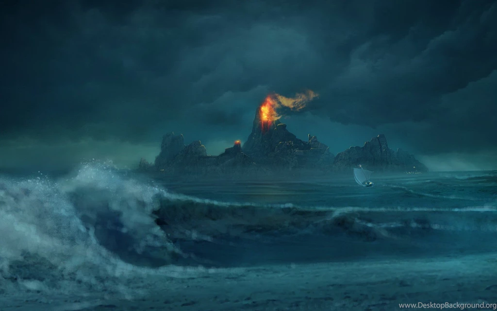 Volcano, Paper, Supplier, Stormy, Sea, Photo, Middle (