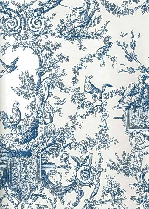 Interior Place   White Blue AT4241 Old World Toile Wallpapers ...