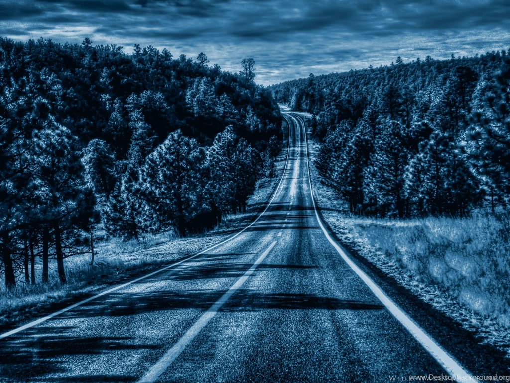 Road Illuminated By Full Moon Widescreen Wallpapers