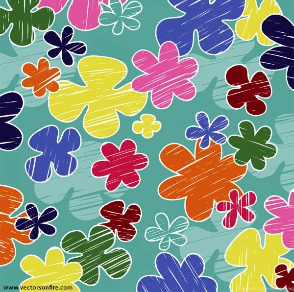 Children's Crayon Flower Art, Vector 365PSD.com