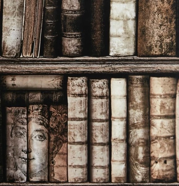 Antique Bookshelves Bibliotheque Trompe L'oeil Wallpapers By ...