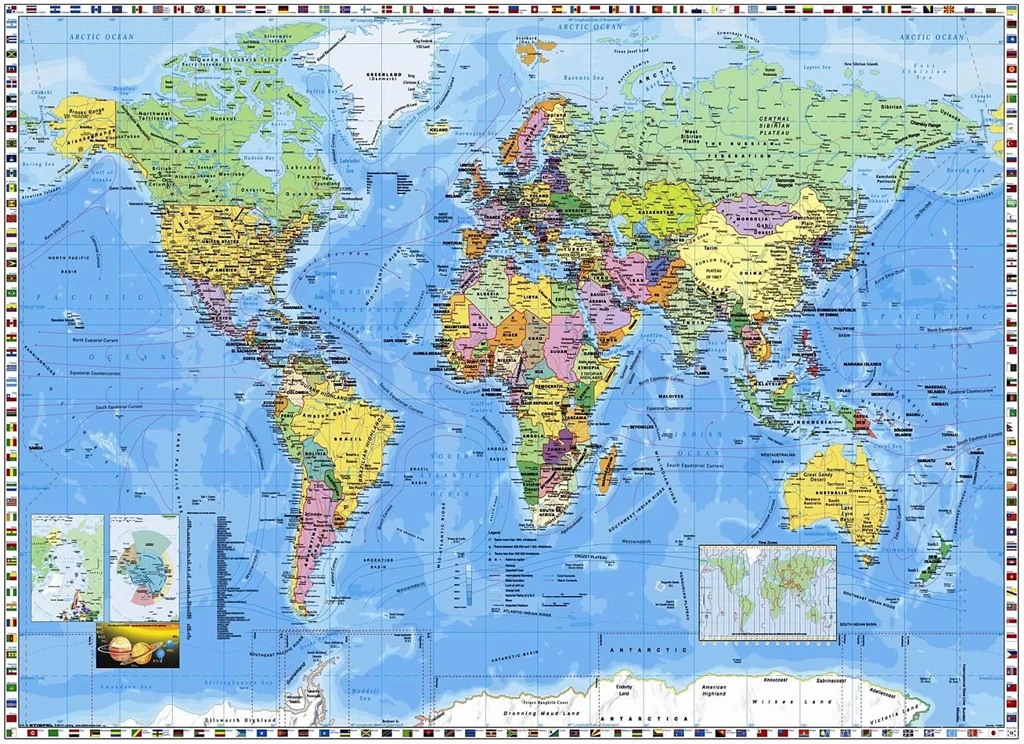 World Map Flags 2.54 X 1.84m   Photo Wallpapers Wall Mural