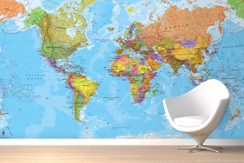 Political World Map Wallpapers Wall Mural