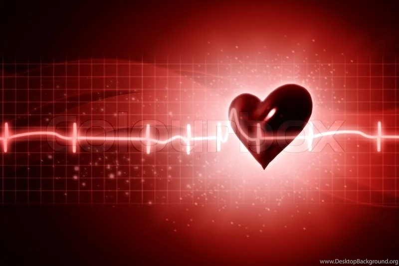 ECG Abstract Backgrounds With Human 3D Rendered Heart