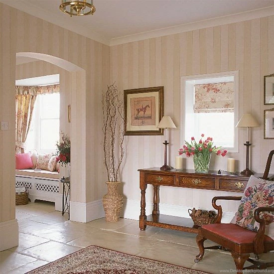 Hallway With Antique Furniture And Flag Floor