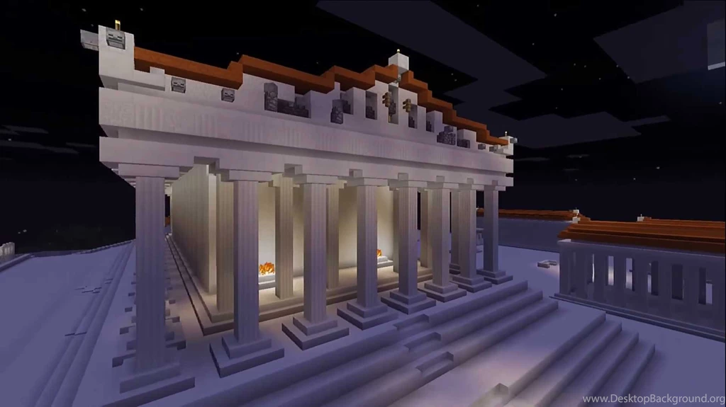 Minecraft Acropolis Parthenon Athens HD Desktop Wallpapers