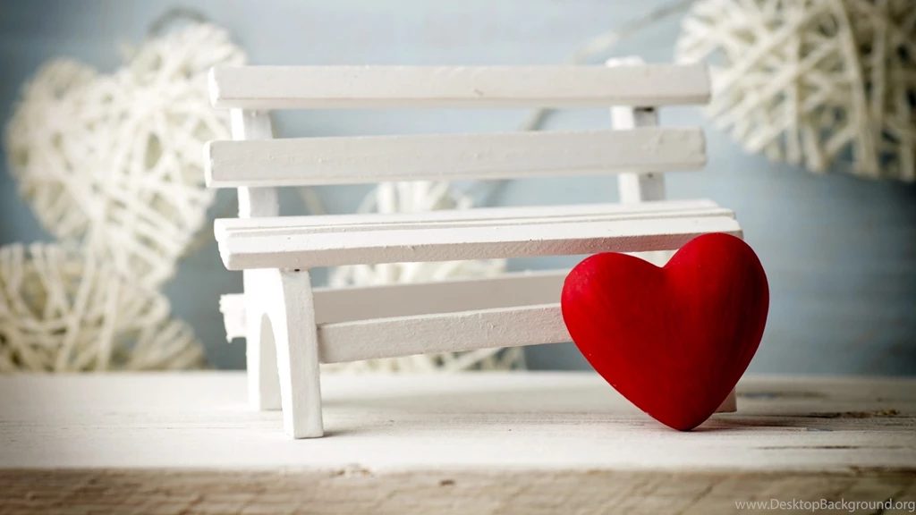 Red Heart White Bench Wallpapers HD Free Download Desktop