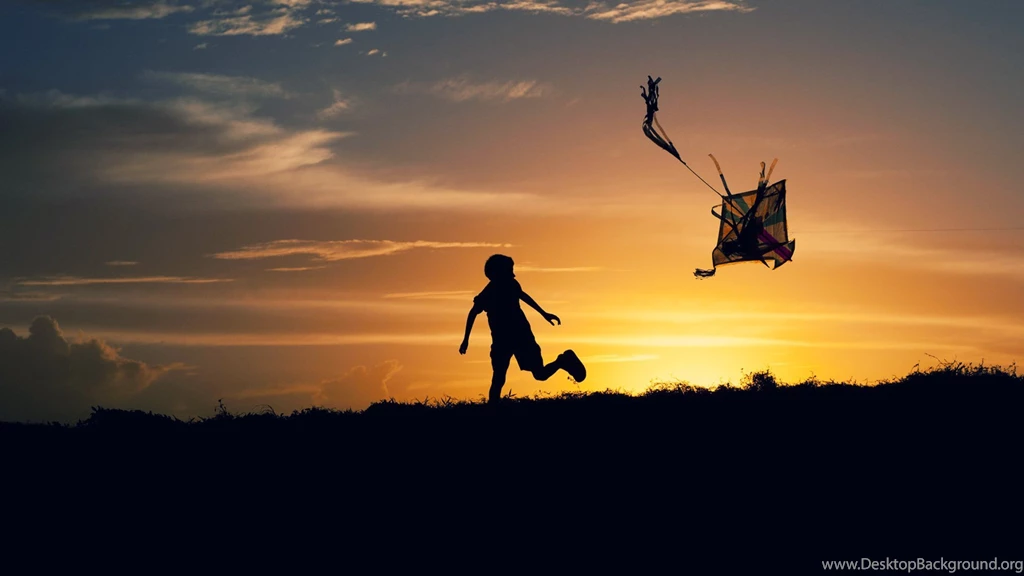 Playing With Kite In Field HD Wallpapers Widescreen 1920x1080