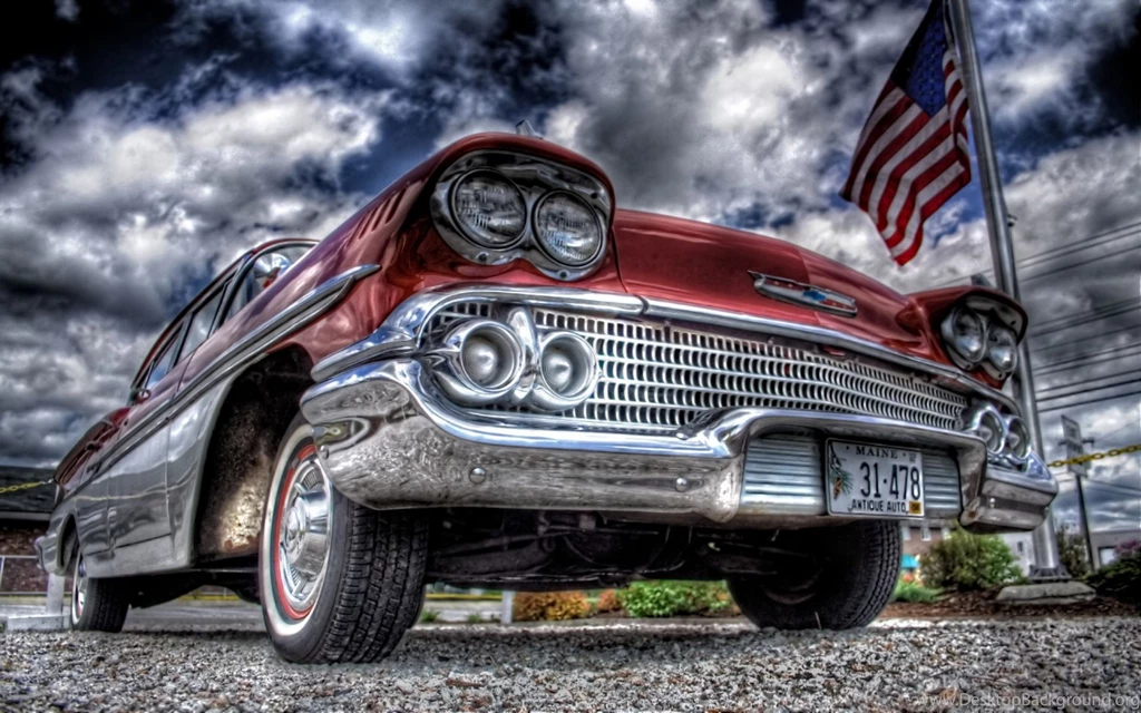 American Classic Car With American Flag Desktop Wallpapers ...