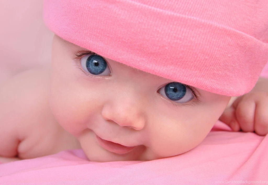 A Happy Child Baby Big Beautiful Blue Eyes