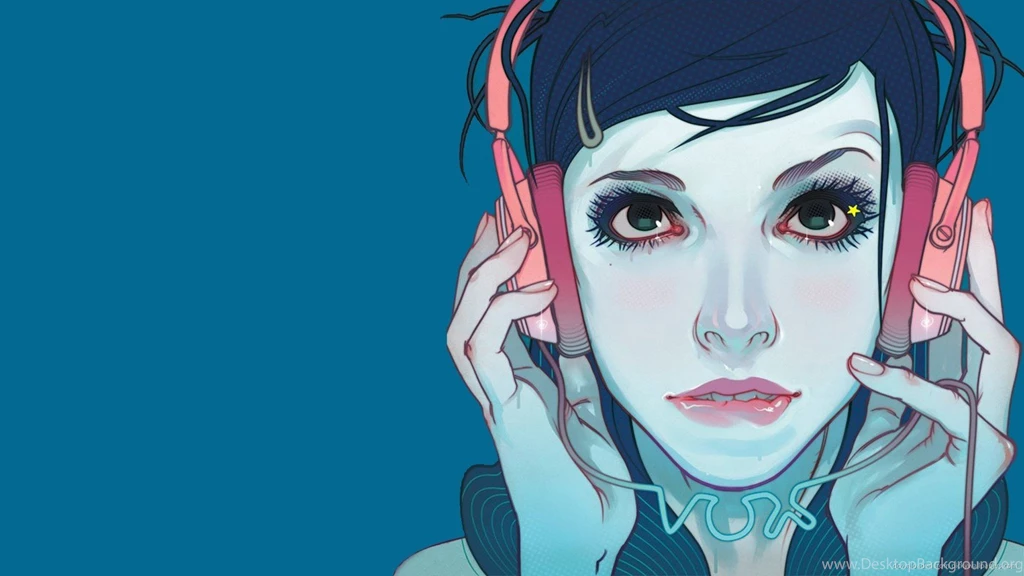 Download 1920x1080 Alessandro Barbucci Headphones Girl Wallpapers