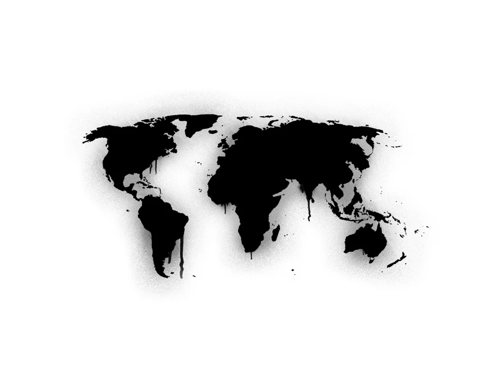 World Map High Resolution Black On White