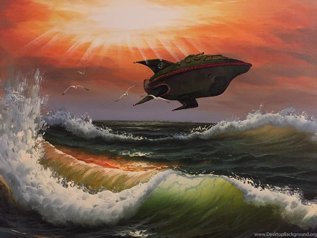 Planet Express Ship Added To A Cheap Hotel Painting By Dave Pollot ...