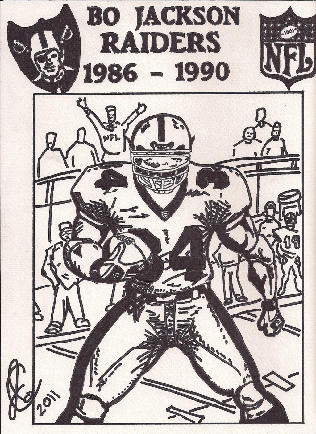 Bo Jackson INk Illustration By JColley79 On DeviantArt