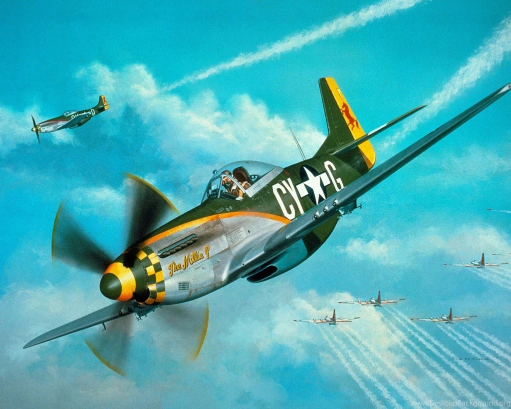 Wallpapers Airplane Painting Art P 51 Mustang Aviation Image ...