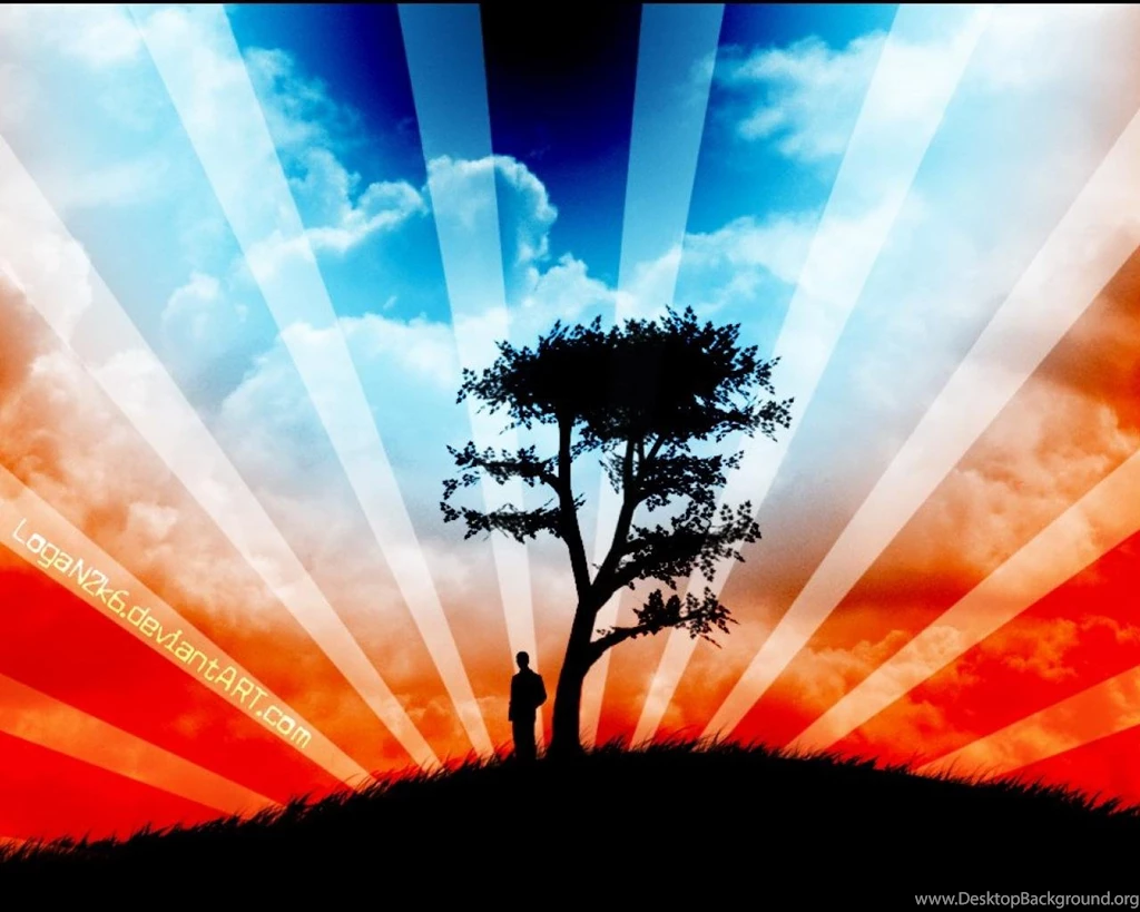 Japanese Landscape Tree Clouds Sun Rays Hd Wallpapers   (