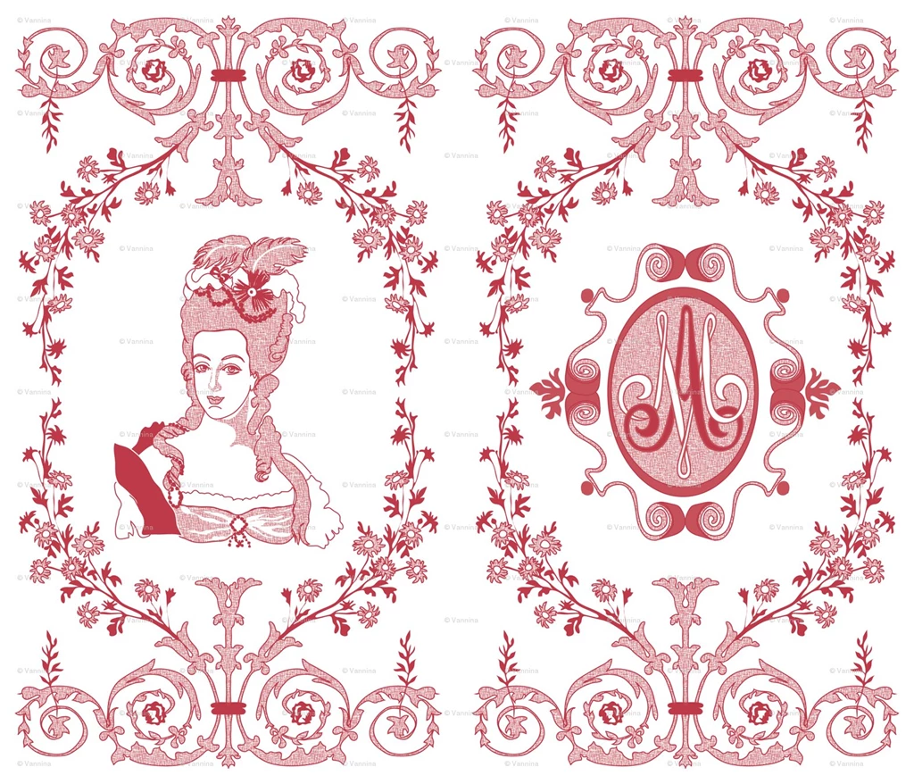 Marie Antoinette Monogram (Strawberry) Wallpapers Vannina ...